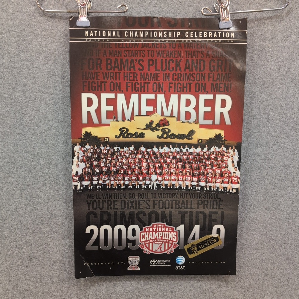 Alabama Crimson Tide 2009 National Championship‎ Rose Bowl Football Poster